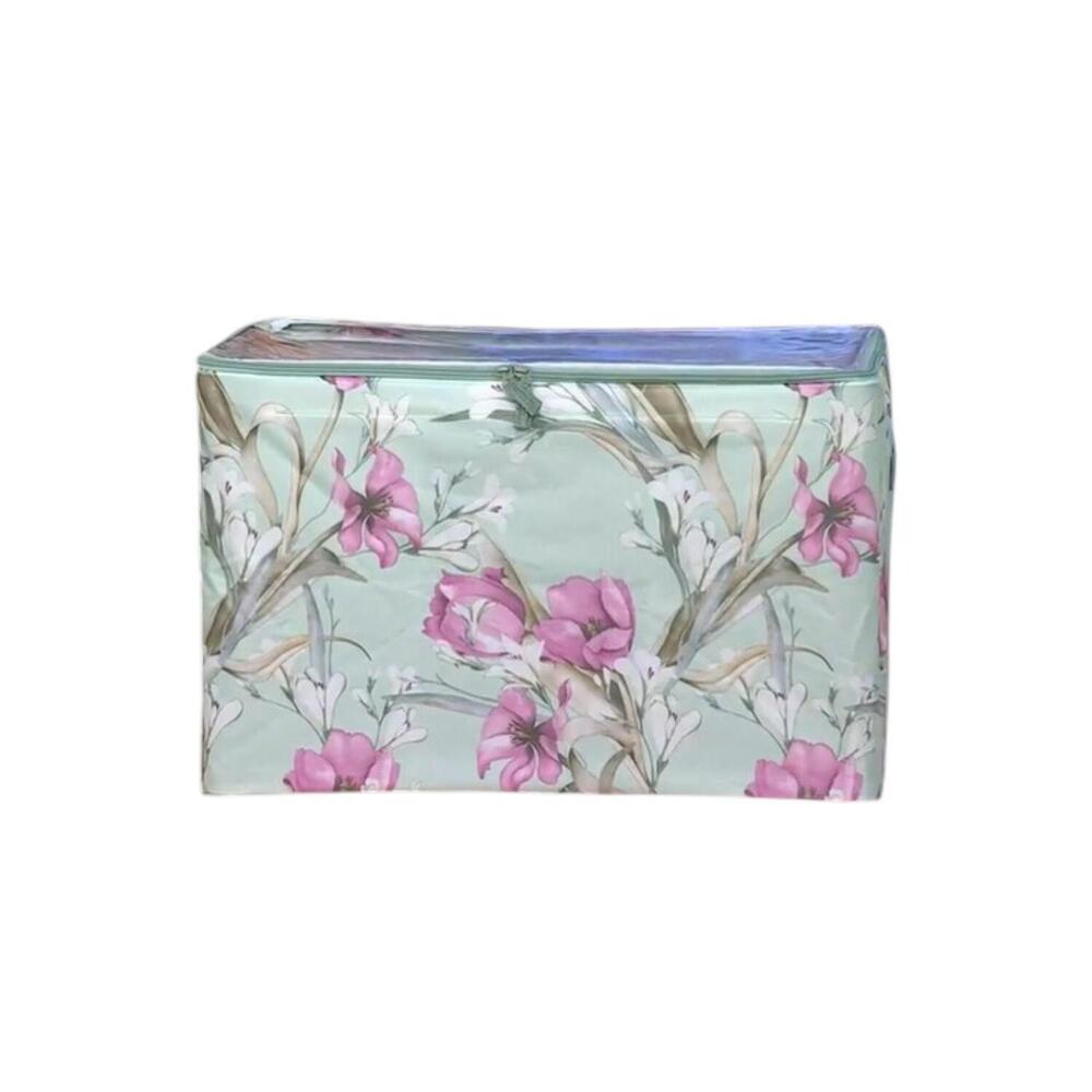 Periea 12-Compartment Shoe Organizer Green Floral